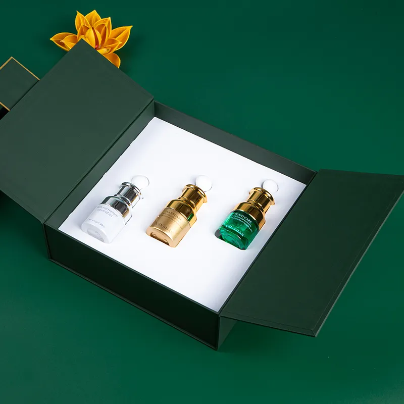 Custom Luxury Design Double Door Paper Cosmetic Skincare Box Packaging with EVA Inserts