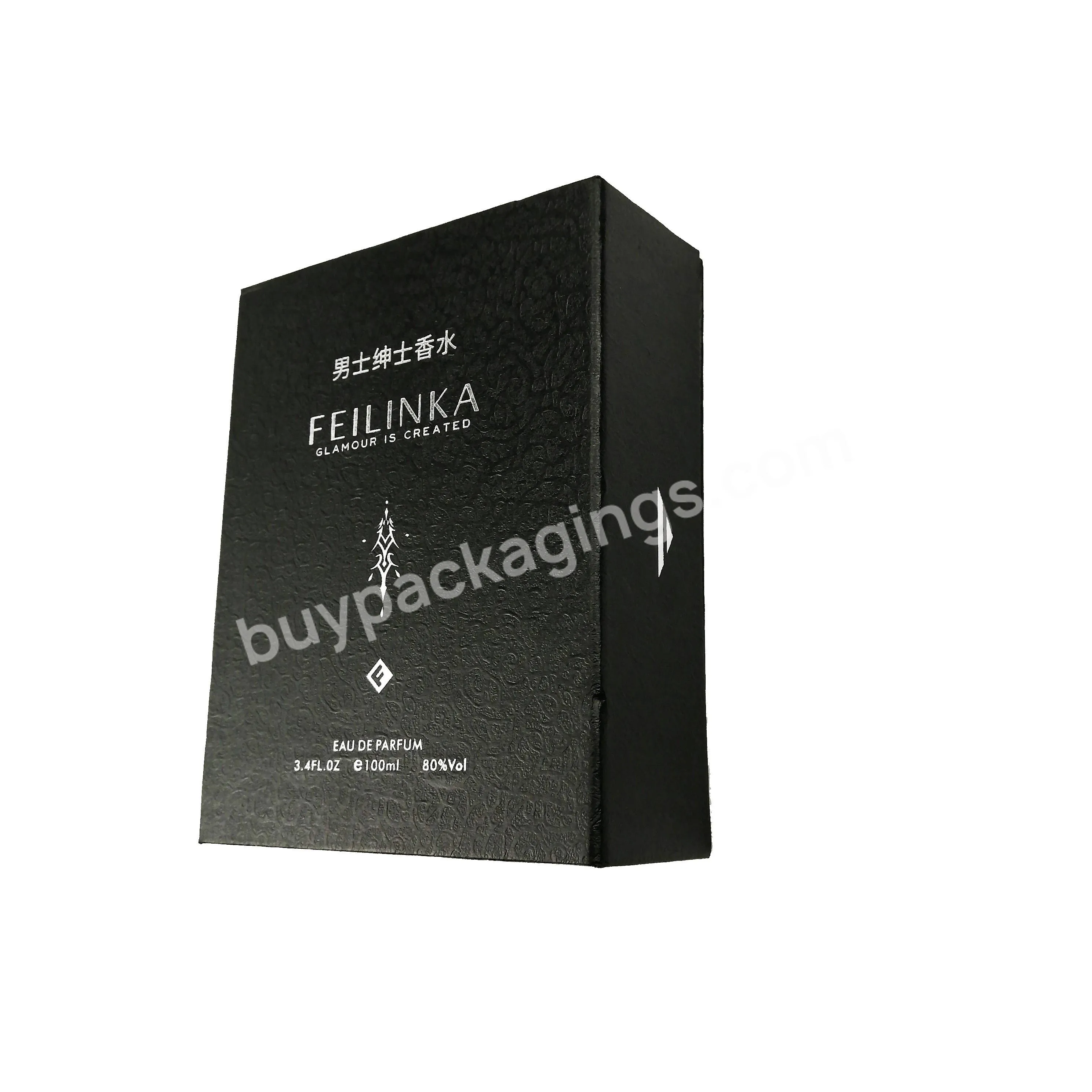 Custom Luxury Perfume Black Rectangle Book Shape Cardboard Paper Gift Packaging Boxes Magnets Flap Package Bottle With Box