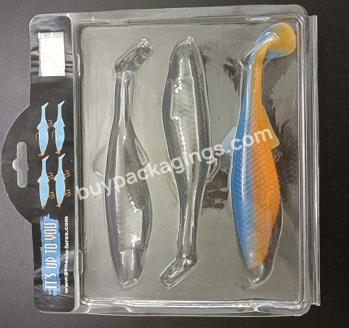 Custom Made Fish Bait Package Clear Color Folded Card Toy Makeup Blister Packaging