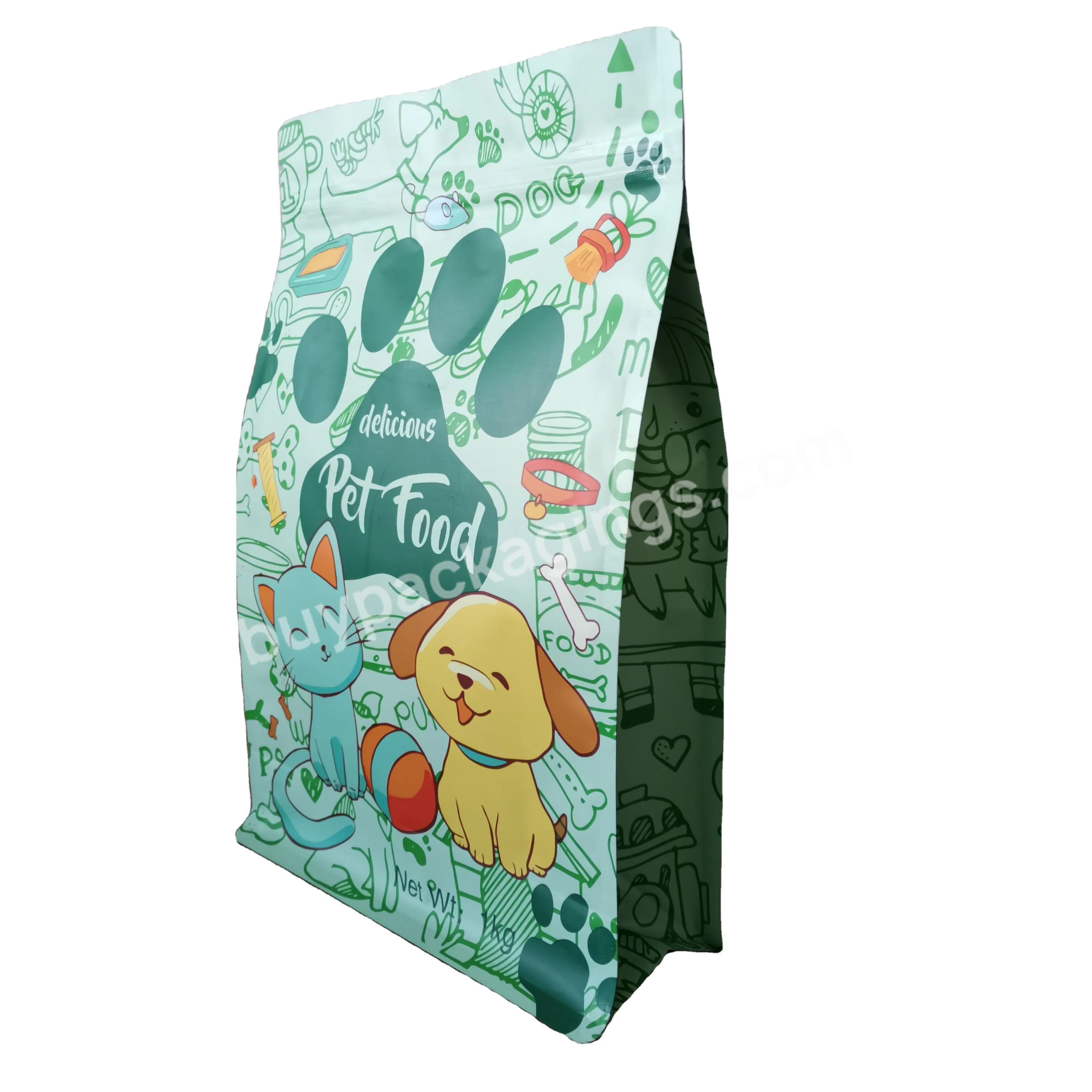 Custom Mylar Plastic Flat Bottom Pouch Cat Dog Pet Food Packaging Bag With Resealable Zipper - Buy Cat Food Bags With Zipper,Pet Dog Food Bag,Flat Bottom Pouch.