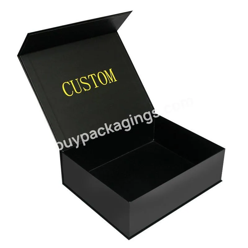 Custom Paper Cardboard Cajas De Zapatos Sneaker Foldable Black Luxury Magnetic Shoe Box Packaging