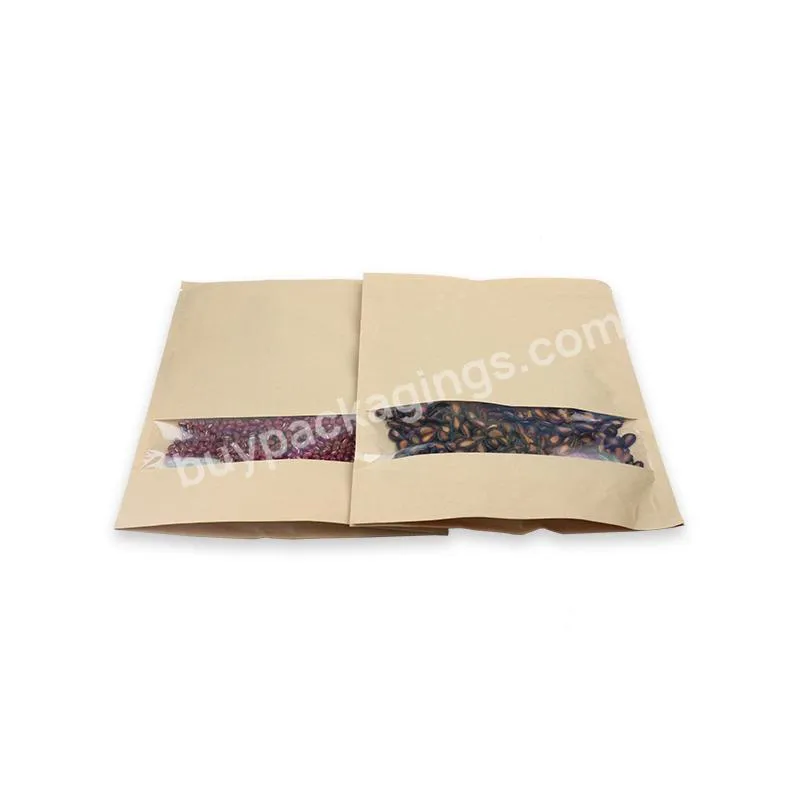 Custom Paper Kraft Pouch Food Bags Aluminum Zip Lock Stand Up Pouch With Window Free Design - Buy Aluminum Laminated Foil Zip Lock,Resealable Zipper Kraft Paper Food Packaging Bags,Kraft Paper Bag With Window And Zipper.