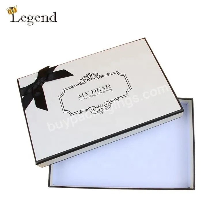 Custom Personal Brand Printing Simple And Elegant Ribbon Bow Luxury Empty Packaging Gift Box For Clothes