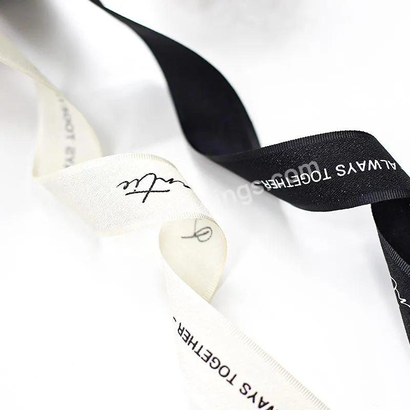 Custom Personal Luxury Gift Logo Blue Business Brand Name Hot Stamping Embossed Satin Printed Ribbon