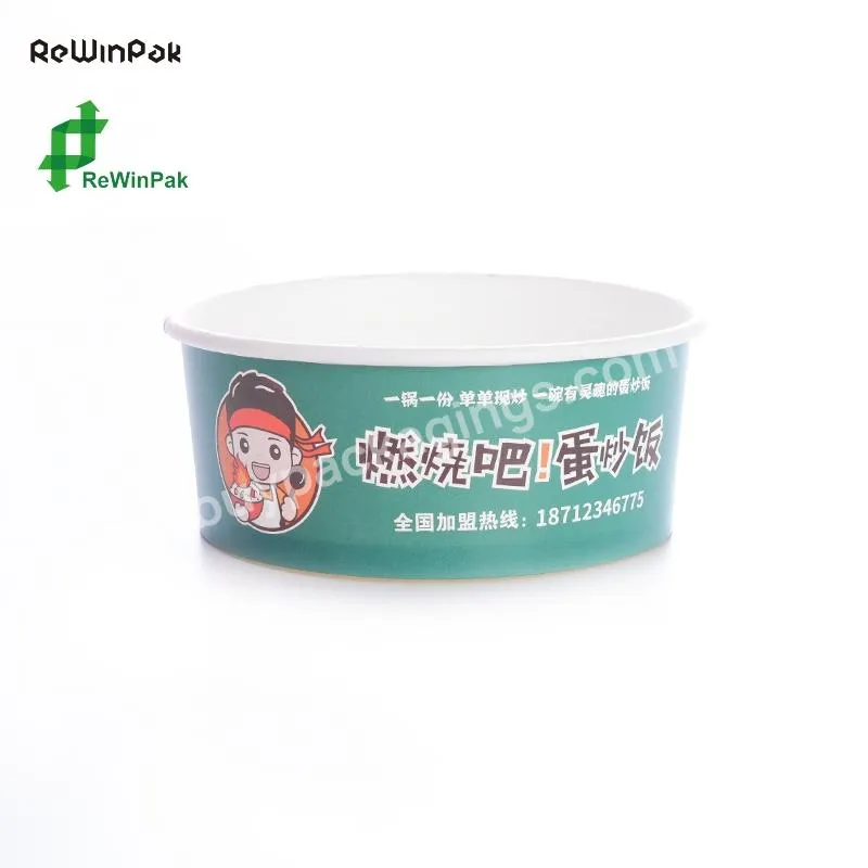 Custom Print Paper Lunch Bowl Disposable 24oz Soup Bowls Food Customized Printing Paper Salad Bowls With Lid