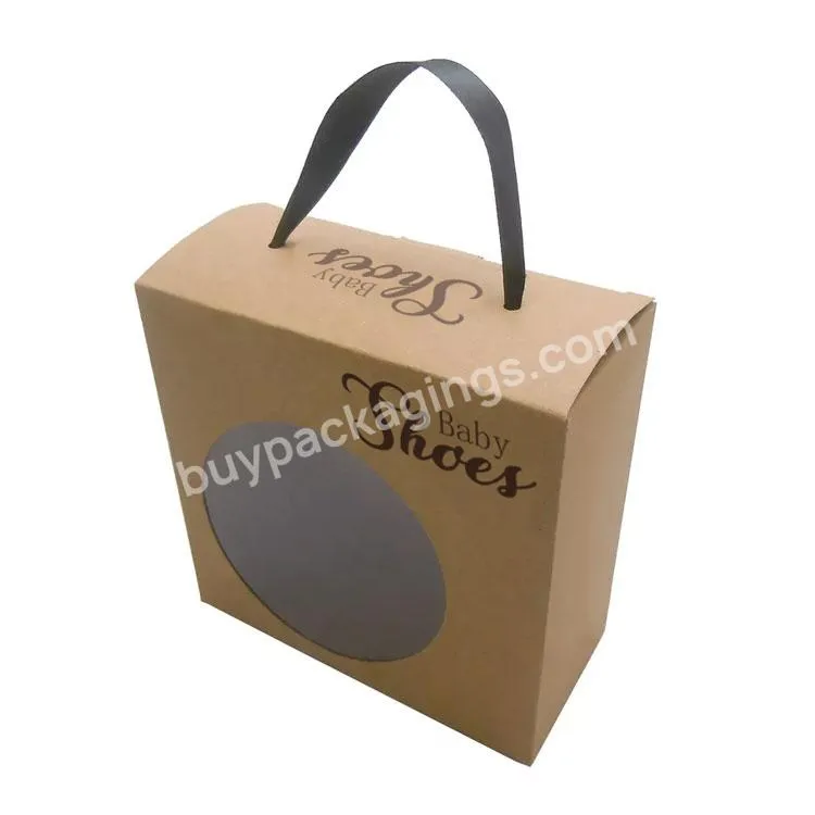 Custom Printed Kraft Paper Boxes Baby Shoes Packaging Box With Clear Window - Buy Baby Shoes Packaging,Collapsible Paper Box,Baby Shoe Box.