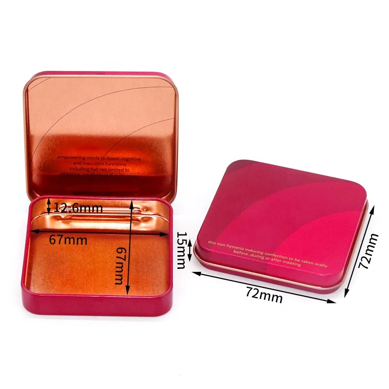 Custom Printed Rectangular Metal Box Cosmetic Hinged Metal Tin Box Metal Tin Plain Small Hinged Lid Tin Box
