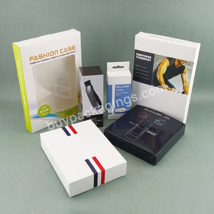 Custom Recyclable Paperboard Electrical Equipment Charging Cable Usb Charger Earphone Packaging Box
