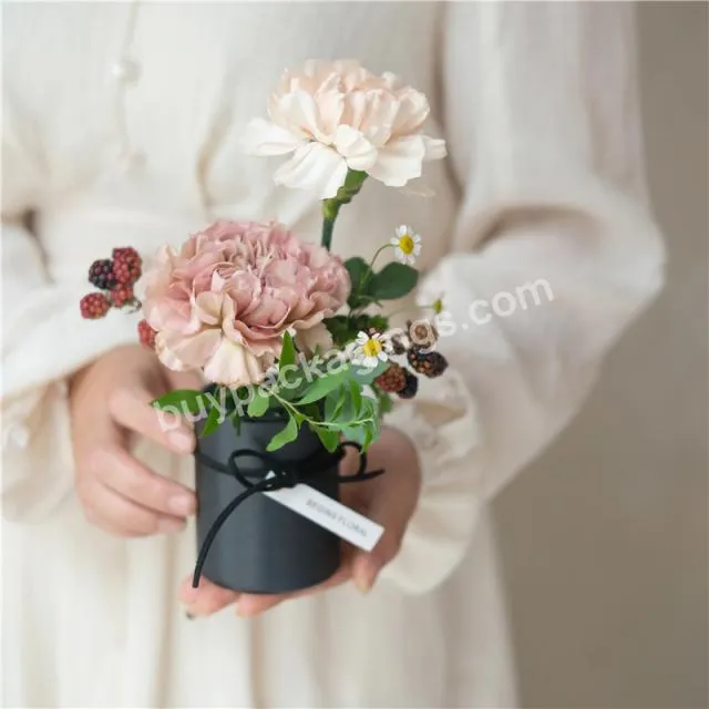 Custom Round Paper Cajas Para Rosas Preserved Roses Velvet Flower Packaging Boxes For Flowers