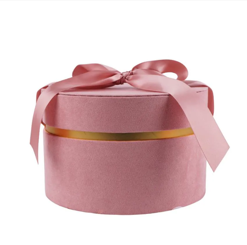Custom roundtube velvet cover paper wedding gift boxes with nice ribbon