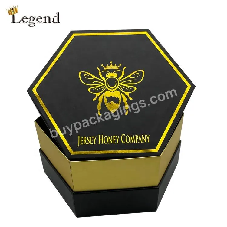 Custom Size Paper Cardboard Honey Jar Packaging Bottle Gift Hexagonal Boxes Custom Design Logo Printing Hexagon Honey Box
