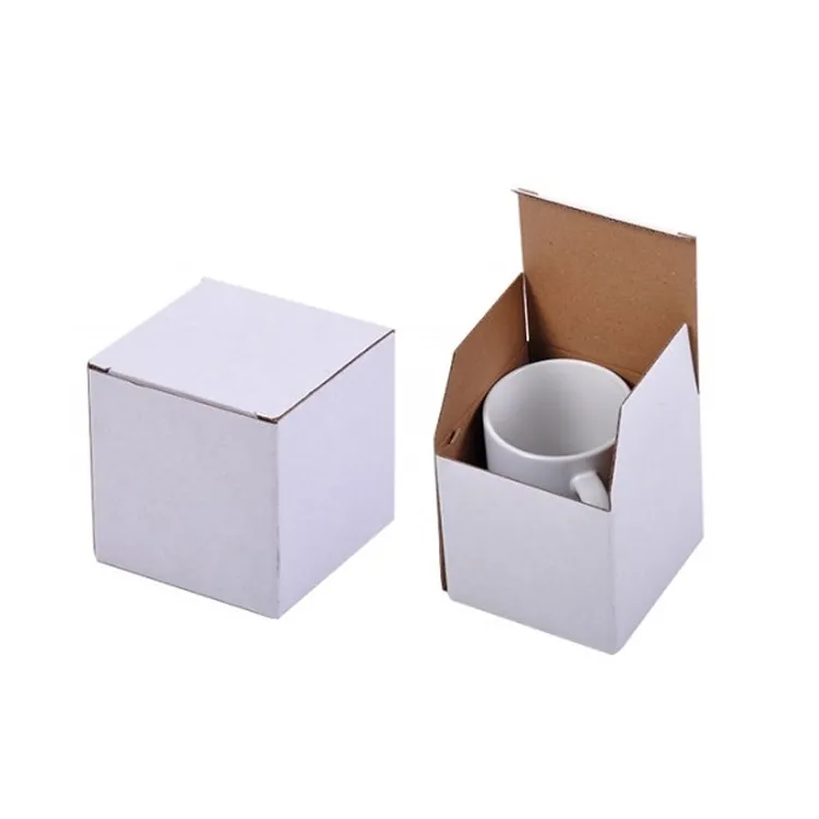 Custom White Small Square Kraft Paper Cardboard Corrugated Mailing Coffee Mug Packaging Box With Foam Insert For Shipping
