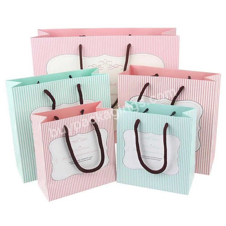Customised Gift Paper Shopping Bags Stripes Dl Logo Printing And Logos