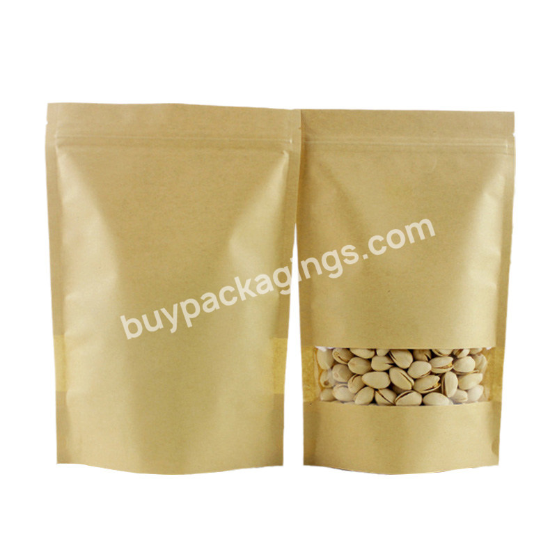 Customizable Food Grade Sealed Zip Lock Bag With Clear Window Oem Printing Logo Zipper Packaging Kraft Paper Pouch - Buy White Kraft Paper Bag,Paper Bags Kraft,Kraft Bags Paper.