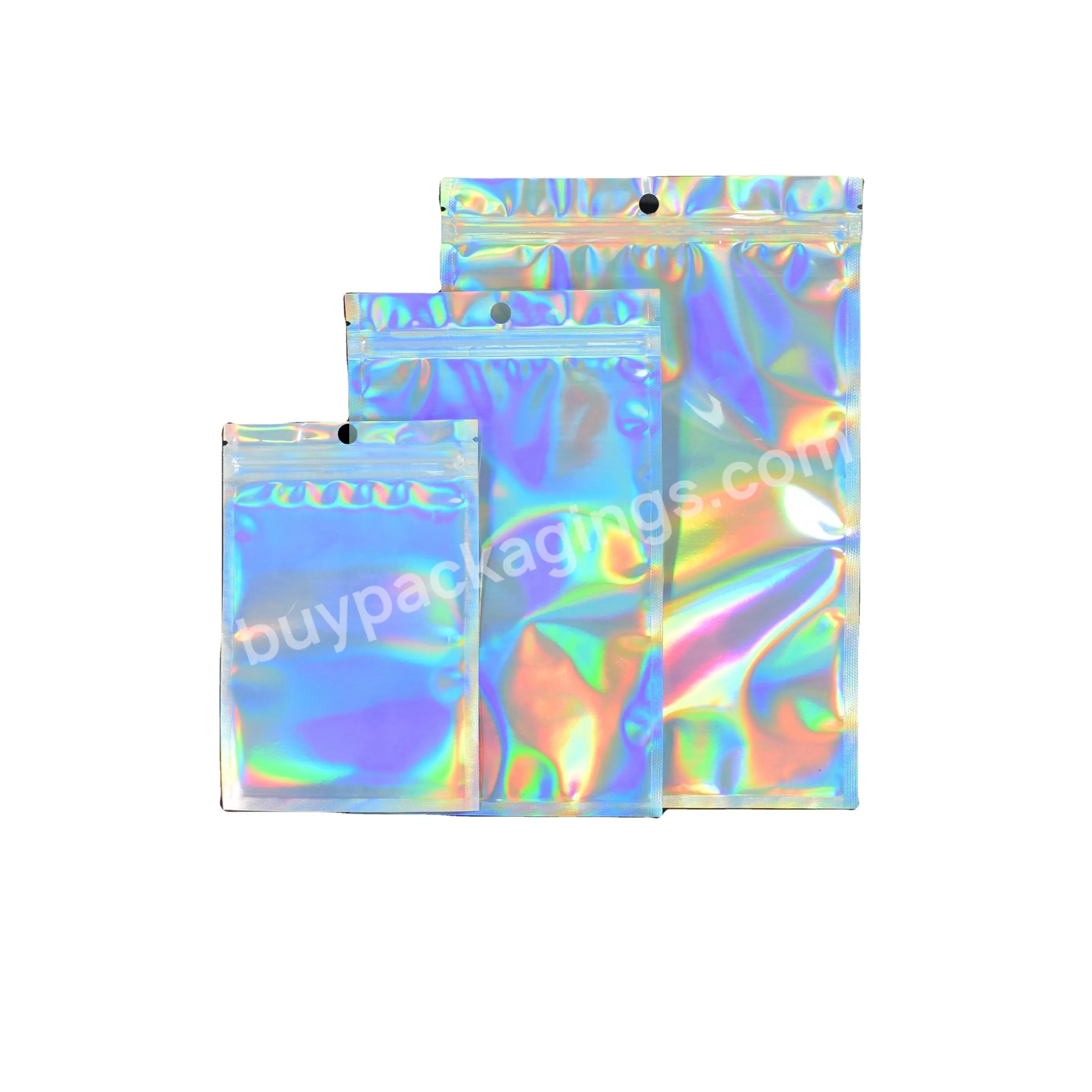 Customized Logo Laser Film Printing Zipper Bag Laminated Holographic Pouch Mylar Zip Lock Plastic Bag For Lash - Buy Package Bag,Laser Bag,Plastic Bag.