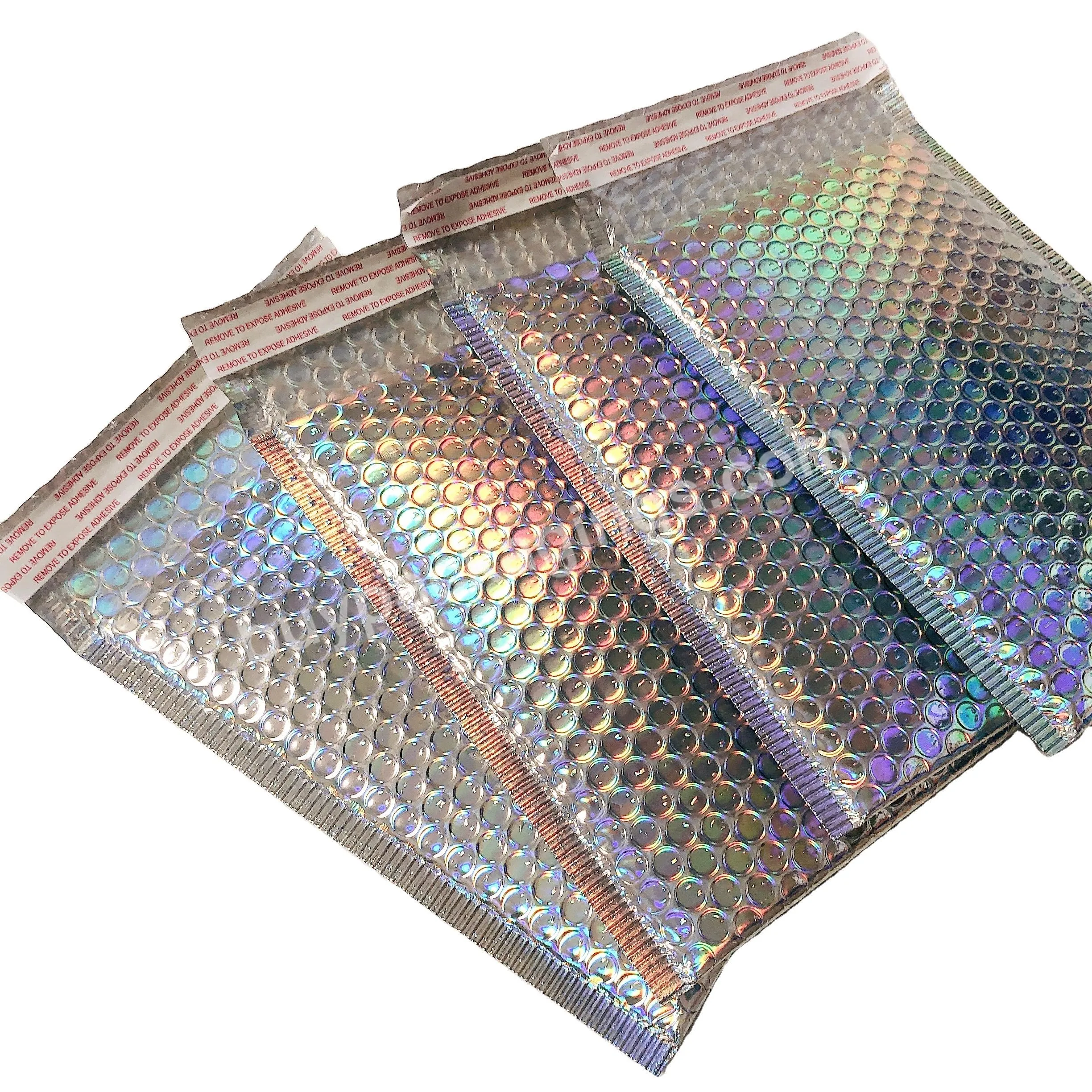 Customized Logo Packaging Bubble Envelope Holographic Bubble Mailers Self Seal Padded Envelopes Bags - Buy Holographic Bubble Mailers,Customised Logo Packaging,Bubble Envelope Holographic.
