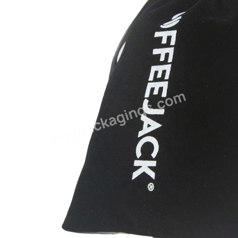 Customized Luxury Black Gift Bags Velvet Cosmetic Container Drawstring Bag With Logo