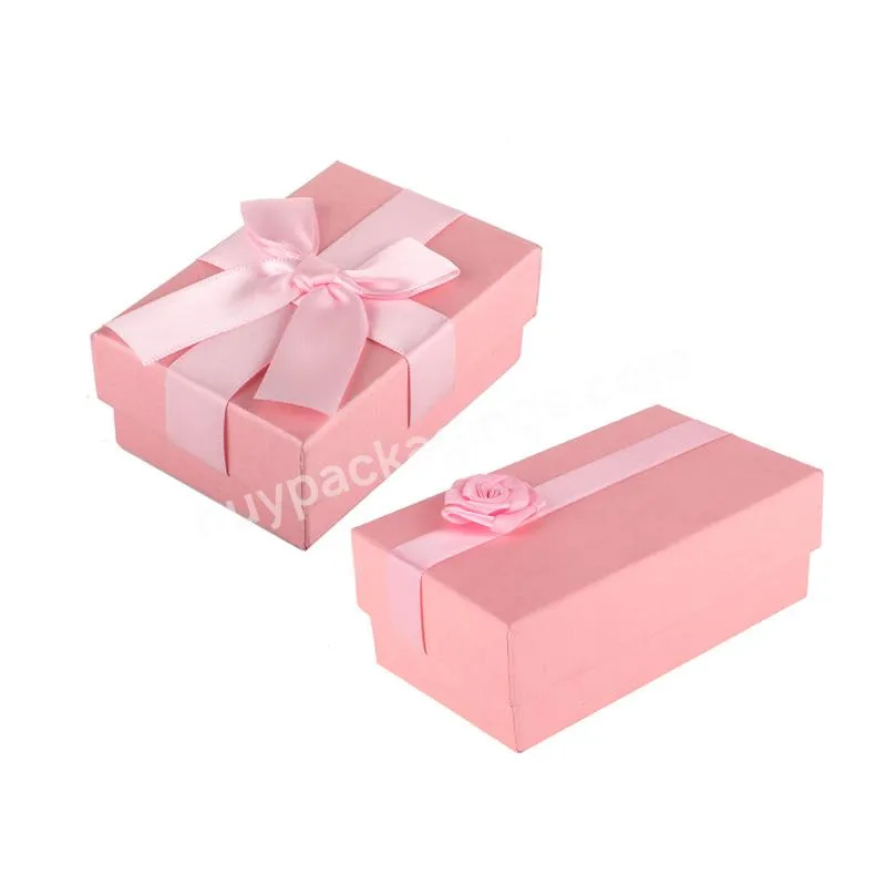 Customized Luxury Top Bottom Cardboard Packaging silk ribbon Gift Boxes