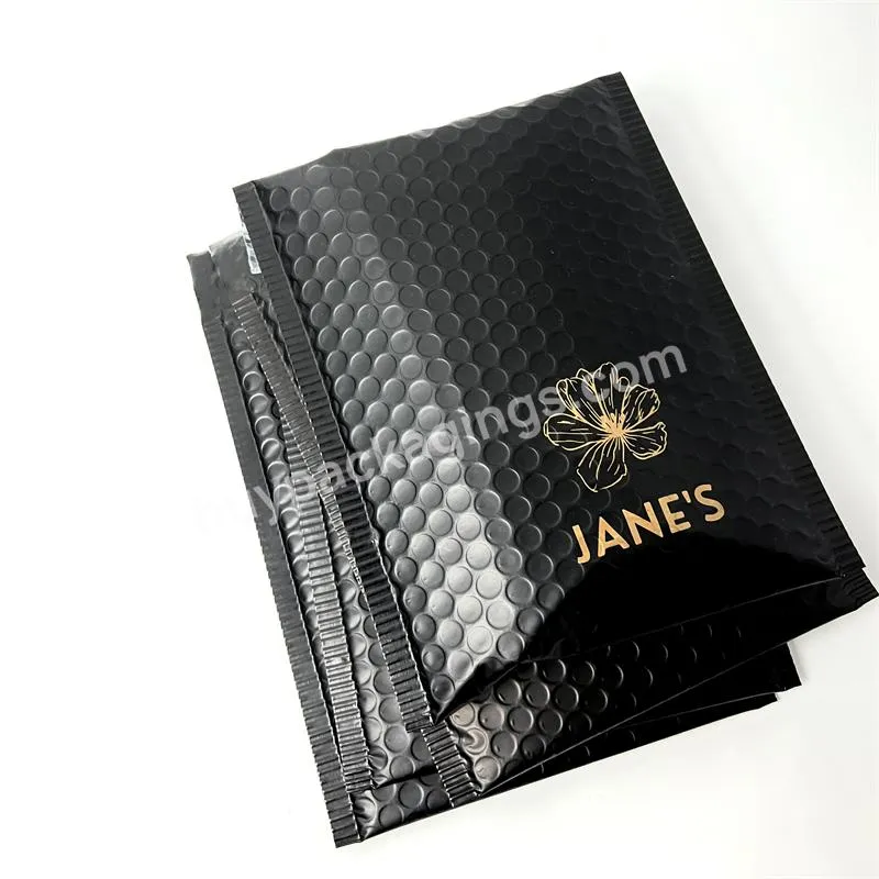 Customized Poly Box Mailers Co Extruded Logo Printed Padded Envelopes Matt Black Bubble Bag
