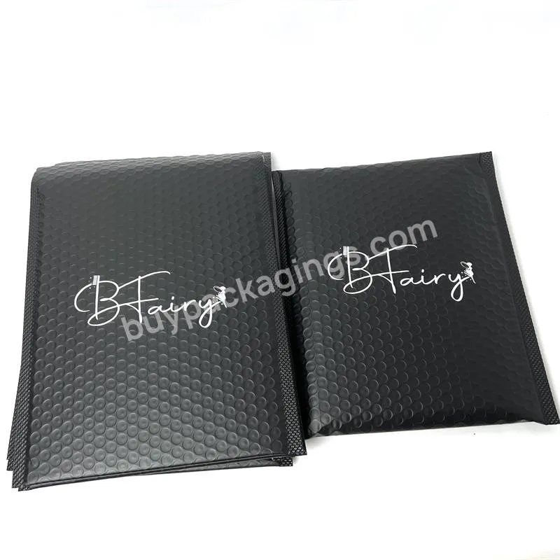 Customized Poly Box Mailers Co Extruded Logo Printed Padded Envelopes Matt Black Bubble Bag