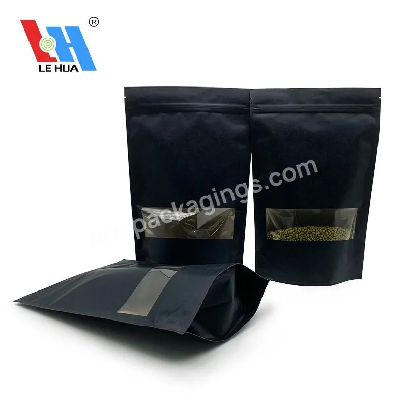 Customized Storage Organic Food Packing Matte Black Kraft Paper Mylar Ziplock Stand Up Pouch Bags With Zipper Clear Window - Buy Kraft Paper Zipper Bag,Kraft Paper Zipper Bag,Kraft Paper Zipper Bag.
