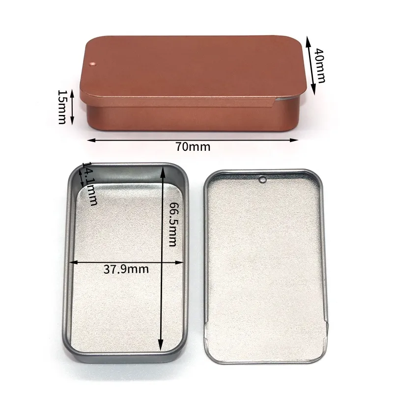 Design Empty Rectangle Mint Cosmetic Brow Soap Lip Balm Slide Tin Box Packaging Small Custom Wholesale Metal Tin Case