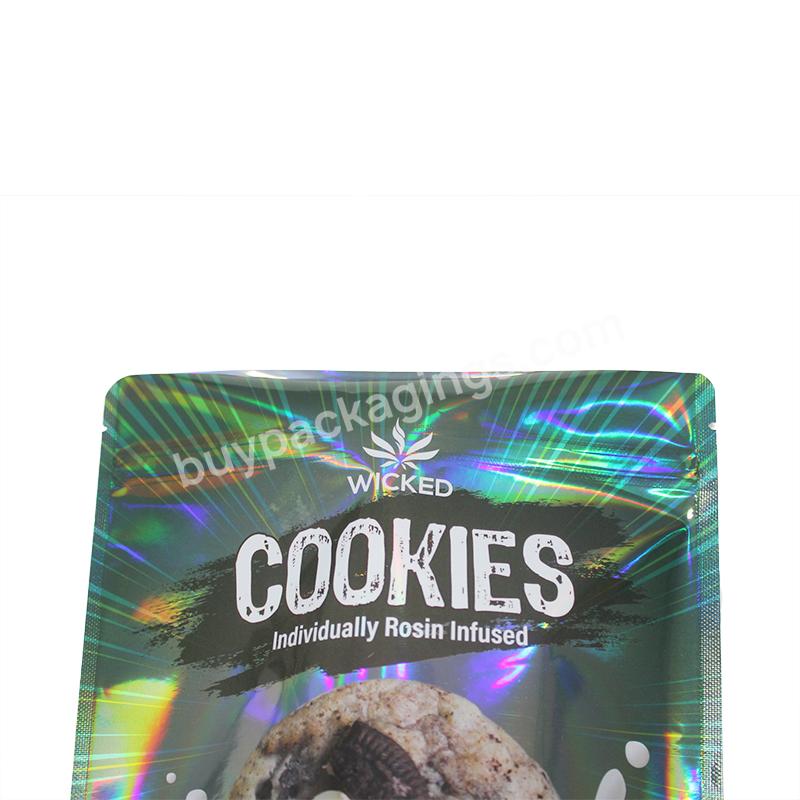 Design Mylar Bags 200g Cookies Flat Pouch Seal Sealable Zip Lock Holographic Bag - Buy Rubber Mylar Bags Custom Printed,Holographic Iridescent Tote Bags,Mylar Stand Up Pouch.
