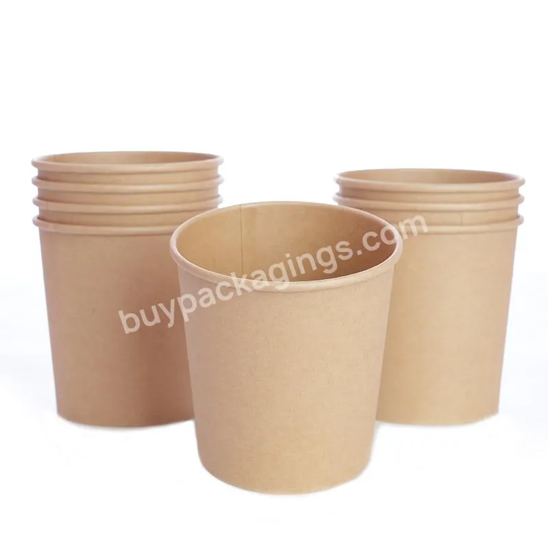 Disposable Food Container Waterproof And Grease Proof Brown Kraft Paper Soup Bowl With Paper Lid - Buy Disposable Food Container Waterproof And Grease Proof Brown Kraft Paper Soup Bowl With Paper Lid,Paper Bowl With Lid,Kraft Soup Bowl.