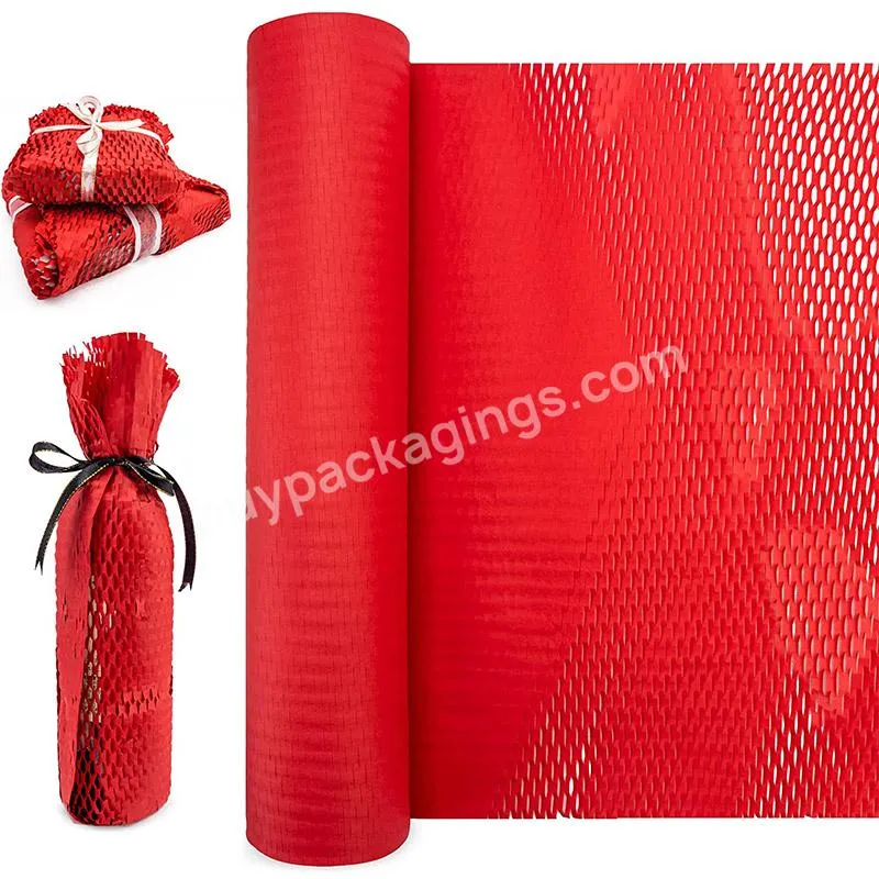 Eco Friendly Sustainable Protection Honeycomb Paper Packaging 38cm X 250m Red Honeycomb Kraft Paper Roll - Buy Honeycomb Wrapping Paper Roll,Wrapping Dispenser Honeycomb Paper,Kraft Paper Honeycomb.