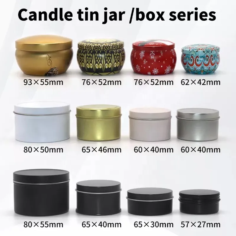 Empty Black 4 Oz 8 Ounce Seamless Candle Wax Tins Jar With Lids Gold Tin Candle Containers Scent Candle Tin Can
