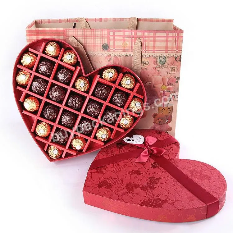 Empty Chocolate Box Red Heart Shape Custom Design Gift oxes Black Gold Double Drawer Christmas Chocolate Packing
