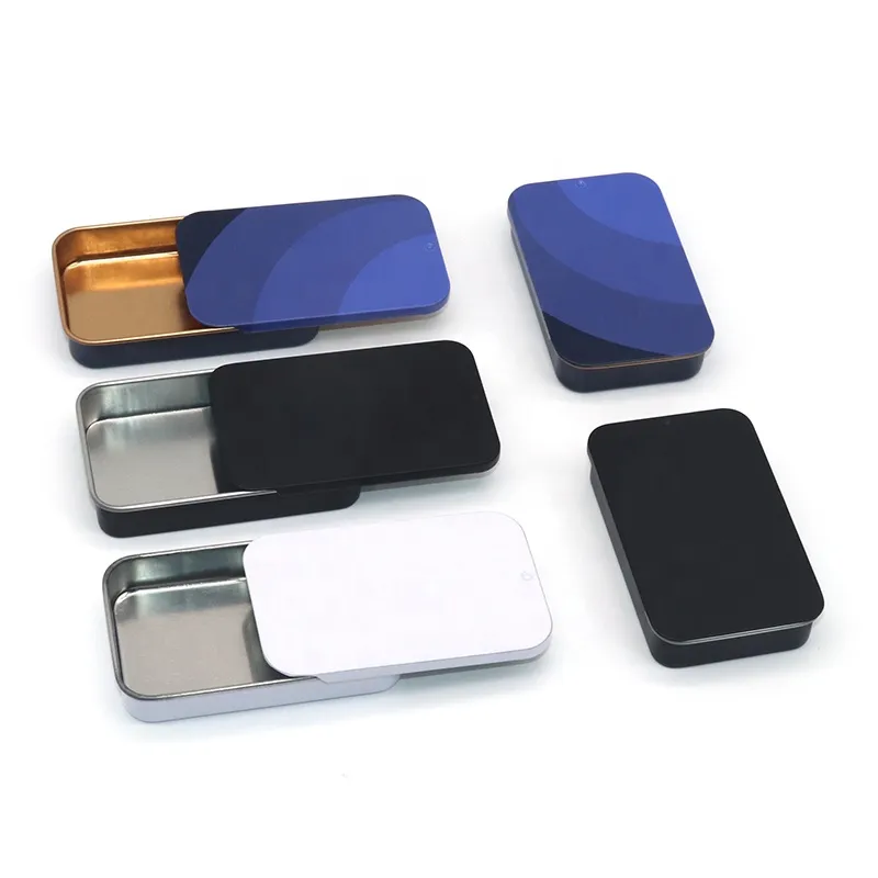 Empty Flat Slide Top Sliding Metal Tin Case For BalmMintCandy Packaging Lip Balm Eyebrow Soap Sliding Tin Container