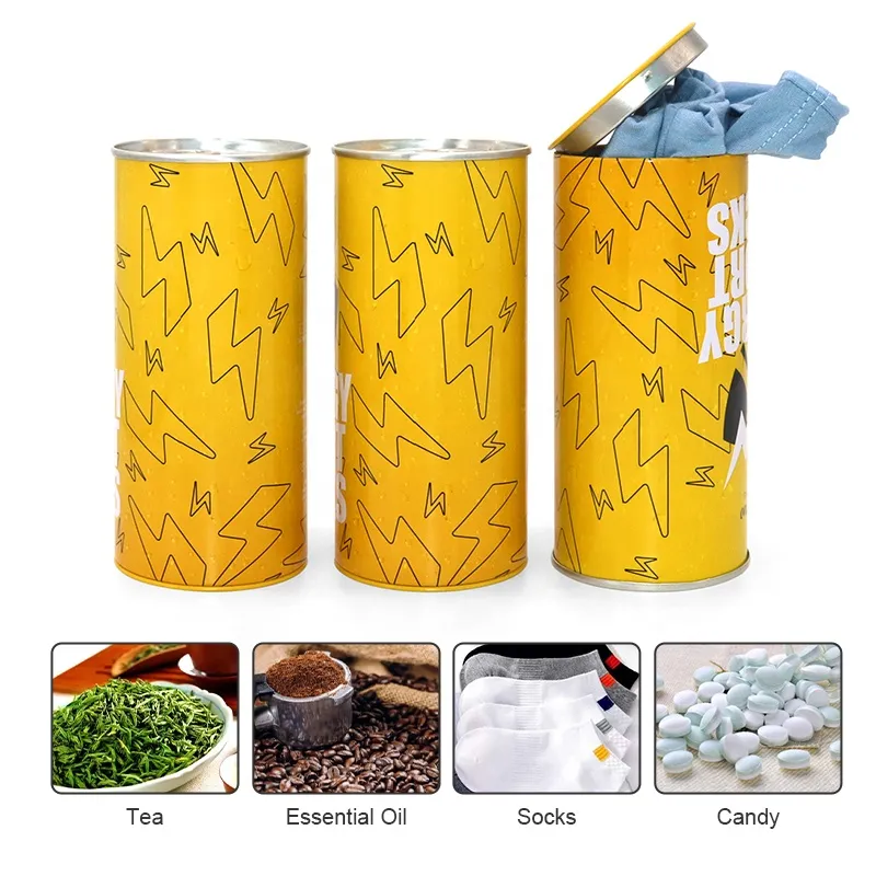 Empty Gift Underwear Sock Tin Metal Cans For Sports Towels Panties Tall Slim Cylinder Tin Tube Pepper Spice Tin Canister