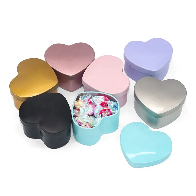 Empty Heart Shape Valentine Gift Small Metal Tin Box For Chocolate Candy Package Tin Sweet Gift Box