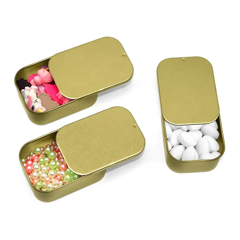 Empty Solid Perfume Lip Balm Metal Slide Tin Box Cosmetic Containers Sliding Lid Case Mint Candy Sweet Luxury Tin For Balm