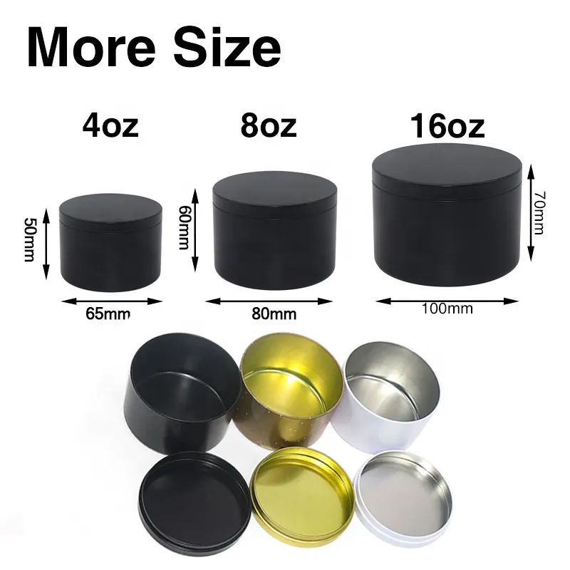 Factory 2oz 4oz 8oz 16oz tin cans for candles with lid custom logo tin box white matte black containers Metal Candle tins