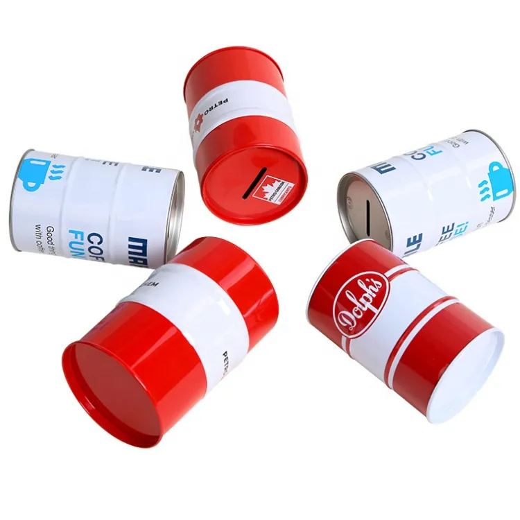 Factory Custom Printed Round Container Cylinder Canister Metal Cans Small Coin Tin Box
