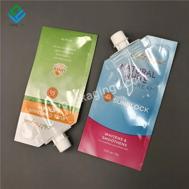 Factory Price Packaging Leak-proof Print Aluminum Custom Resealable Stand Up Aluminum Spout Cosmetics Pouch Bag - Buy Custom Printed Cosmetic Sachet Packaging Pouch Lip Stick Spout,High Quality Cosmetic Packaging Pouch Lip Gloss Spout Bags With Brush.