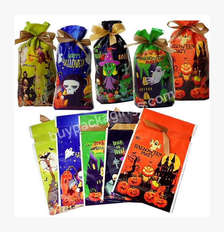Halloween Candy Party Favor Bags Kids Trick Or Treat Bags Goody Bags With Satin Ribbon - Buy Halloween Candy Bags,Kids Trick Or Treat Bags,Chocolate Cookie Bags Goody.