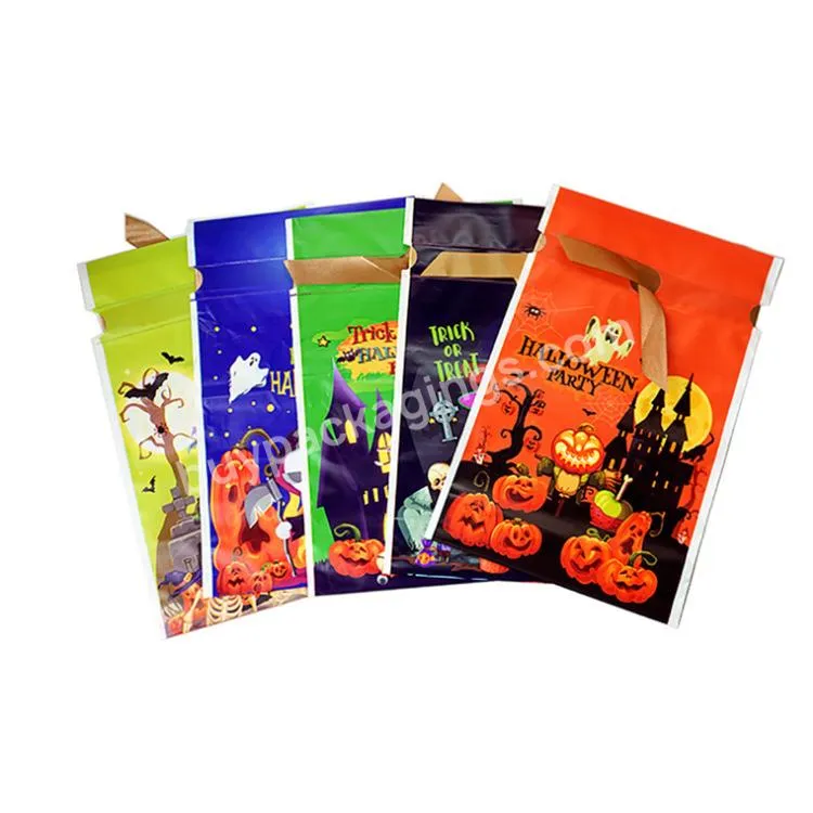 Halloween Candy Party Favor Bags Kids Trick Or Treat Bags Goody Bags With Satin Ribbon - Buy Halloween Candy Bags,Kids Trick Or Treat Bags,Chocolate Cookie Bags Goody.