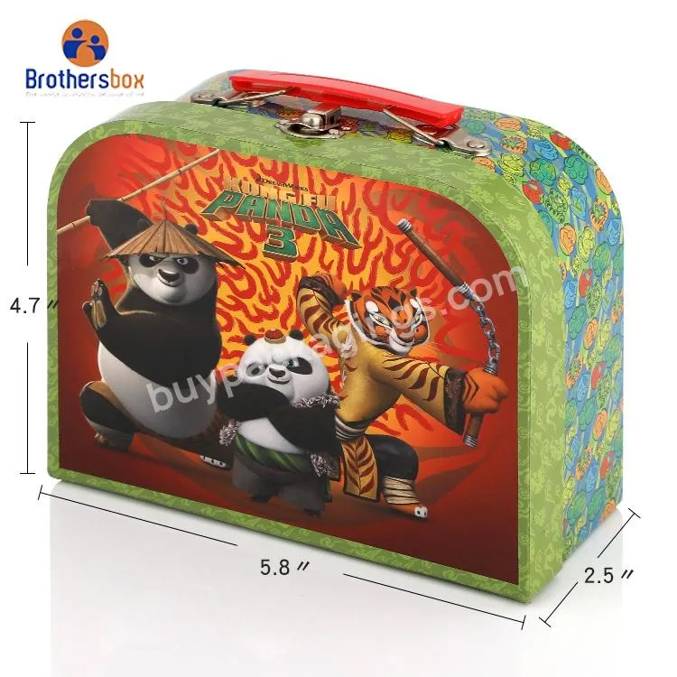 Handmade custom cartoon paper cardboard travel case box kids paper suitcase with handle