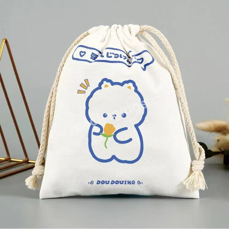 High End Custom Logo Colorful Muslin Small Draw String Gift Bags Canvas Cotton Drawstring Bag
