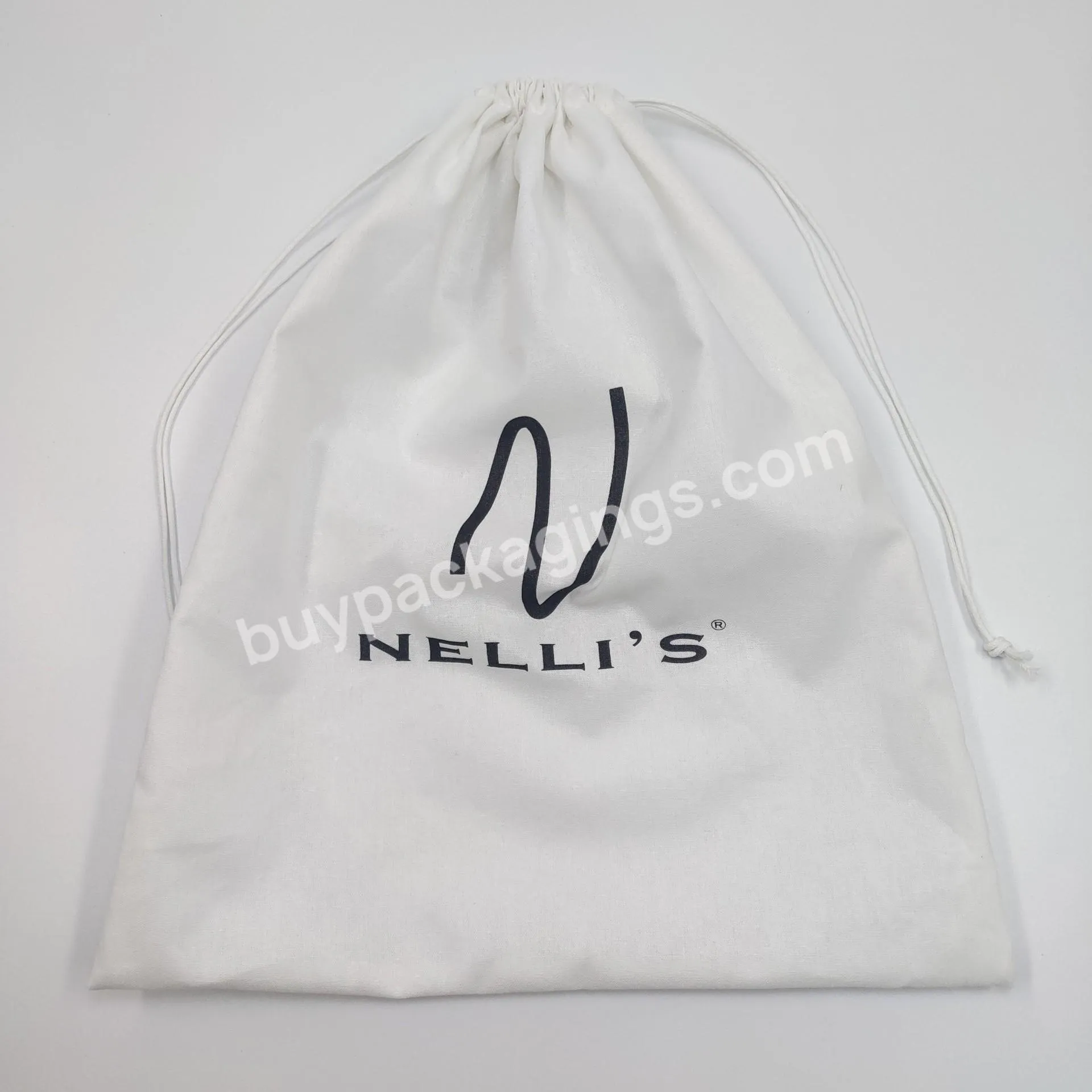 High End Custom Logo Cotton Drawstring Storage Bag Bundle Pocket Canvas Bag