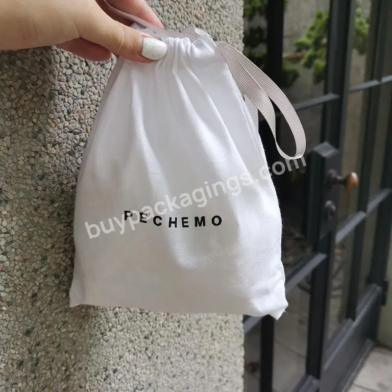 High End Custom Logo Drawstring Cotton Bag Dust Bag With Logo Printed
