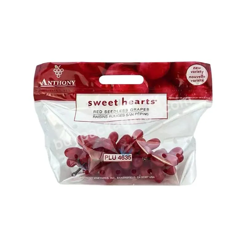 High Quality Custom Clear Plastic Resealable Stand Up Pouch Anti-fog Fruit Air Vent Holes With Zipper Grape Fruit Packaging Bag - Buy Plastic Fruit Vegetable Bag,Plastic Packaging Bags Fresh Fruit Protection Bags,Vent Holes Cherry Bags.