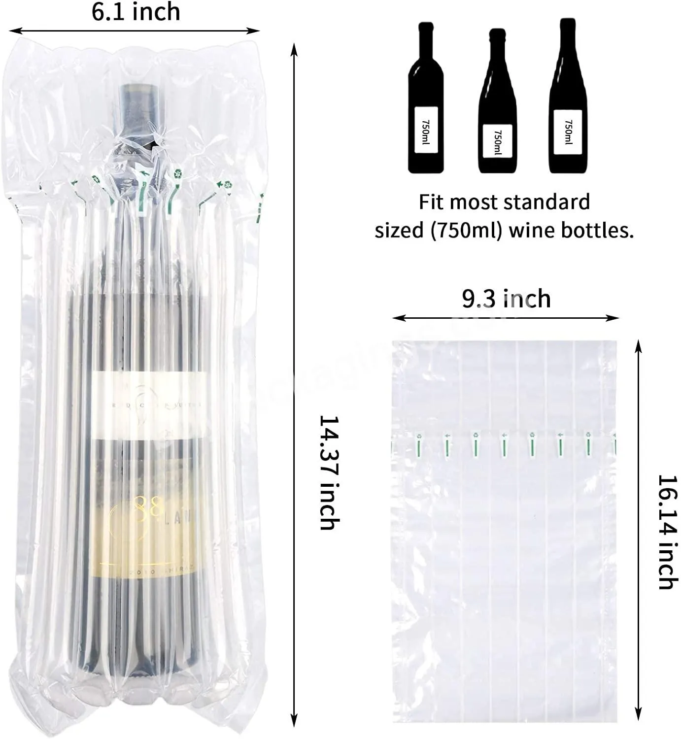 High Quality Customized Wine Bottle Air Inflatable Bag Cushion Airbaker Bag Air Column Packaging Bag