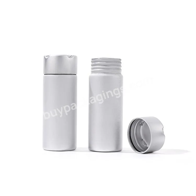 High Quality Eco Friendly Recyclable Essential Oil Aluminum Round Side Bottles Matte Sliver Aluminum Bottle With Screw Lid