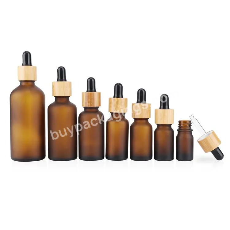 High Quality Essential Oil Frosted Amber Liquid Serum Glass Dropper Bottle With Bamboo Cap - Buy Amber Frosted Glass Bottles,Frosted Dropper Bamboo,Essential Oil Bottle Dropper.