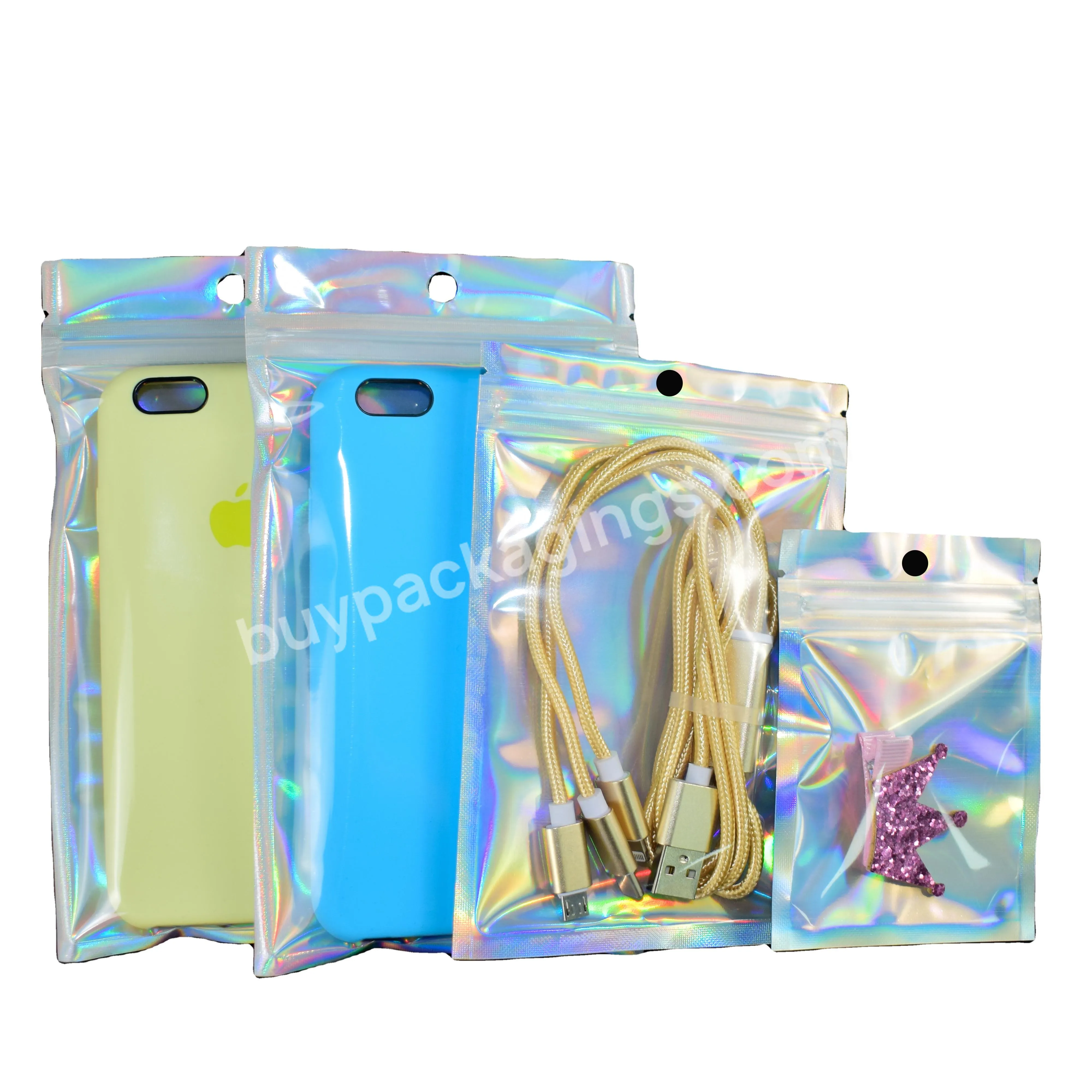 Holographic Laser Pouch Food Packaging Bag Wholesale Translucent Zip Lock Resealable Cosmetic Eyelashes Storage Laser Bag - Buy Package Bag,Plastic Bag,Laser Bag.