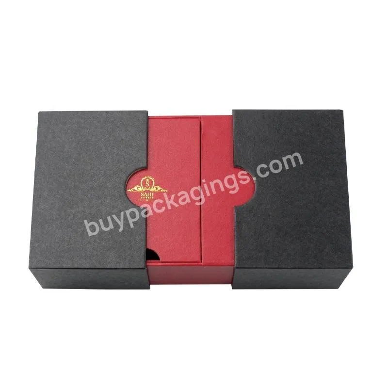 Hot sale slide box packaging luxury black watch sliding drawer gift boxes